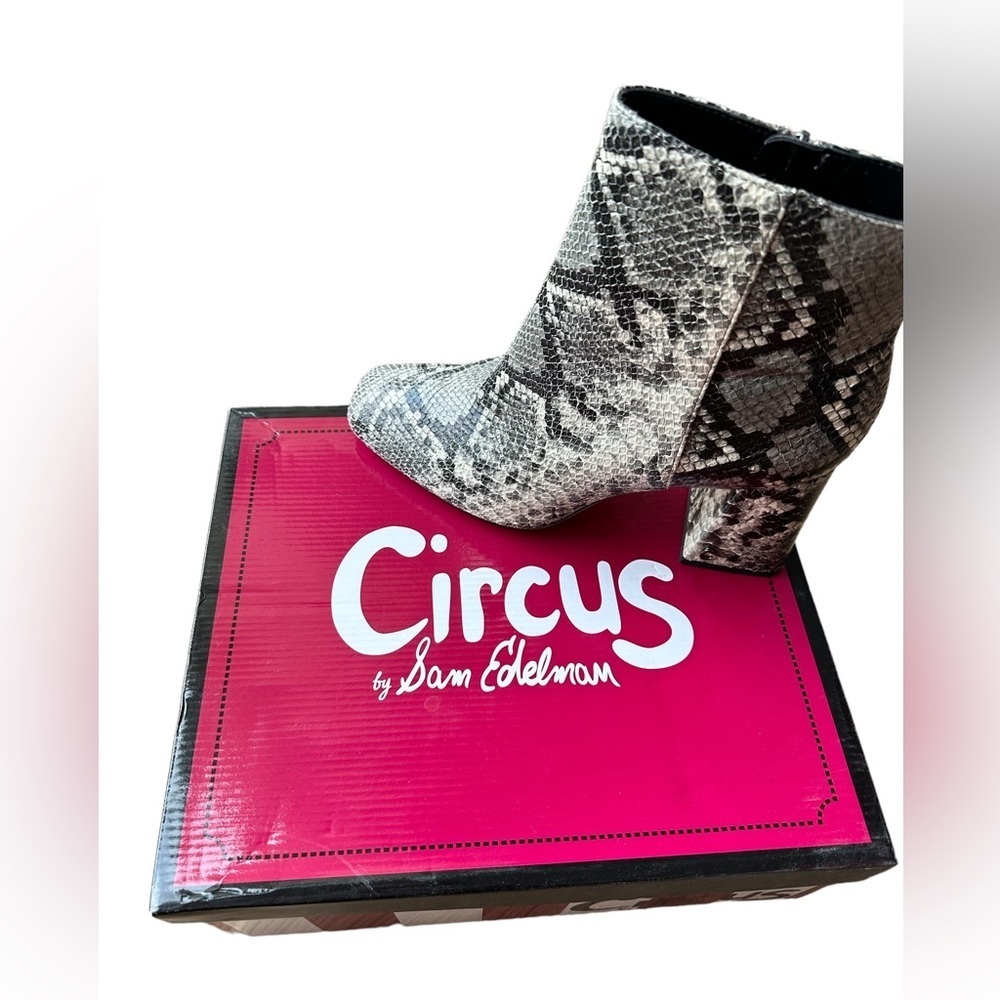 Circus by Sam Edelman Snake Print Heeled Boots - Picture 5 of 7